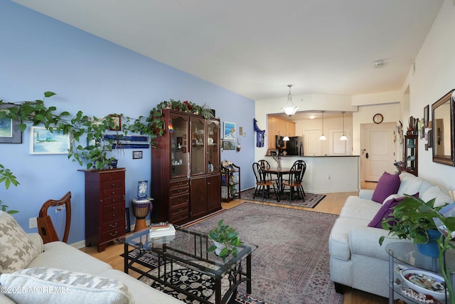 living room featuring light hardwood / wood-style flooring