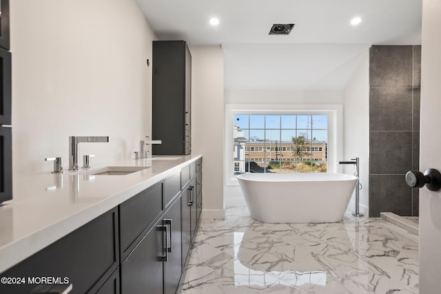 bathroom featuring vanity and a bathtub
