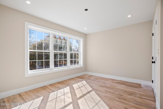 spare room featuring light wood-type flooring