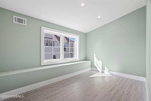 empty room featuring light wood-type flooring