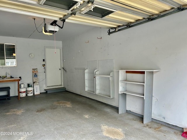 garage with a garage door opener