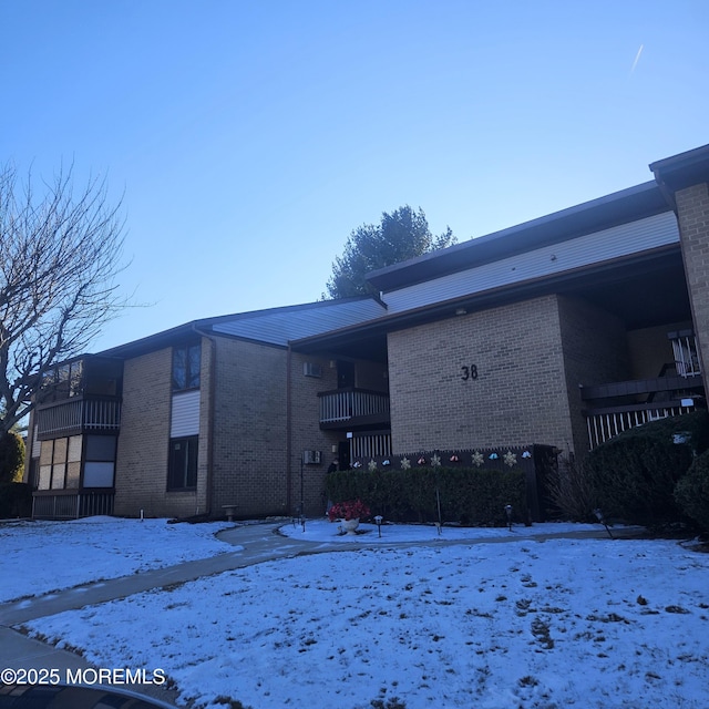 view of snow covered building