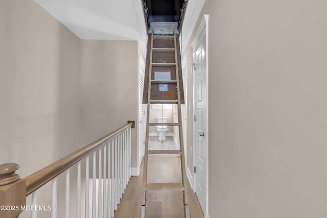 corridor with light hardwood / wood-style flooring