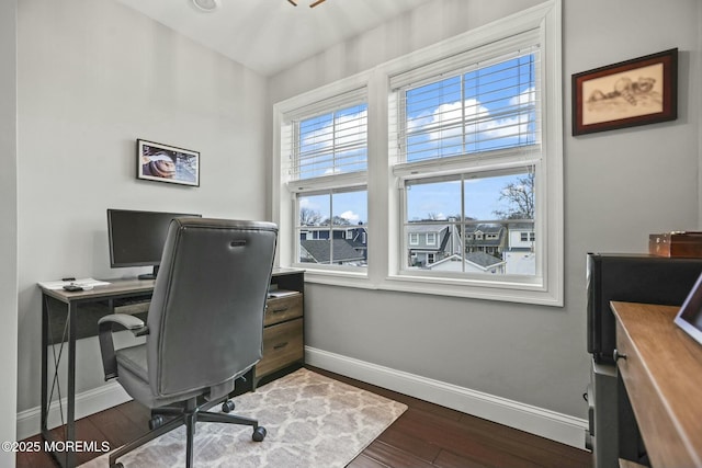 office area featuring hardwood / wood-style floors