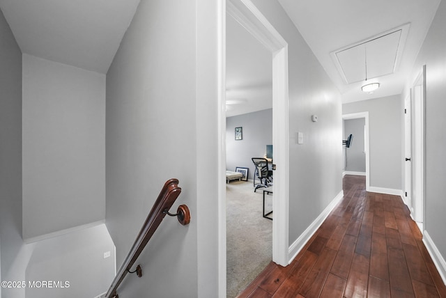 hall featuring dark hardwood / wood-style floors