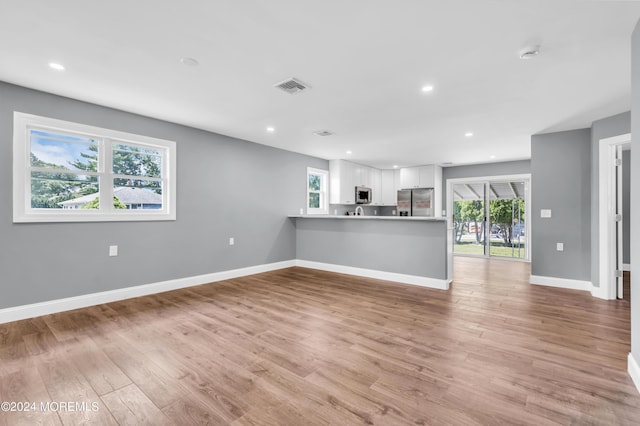 unfurnished living room featuring light hardwood / wood-style floors