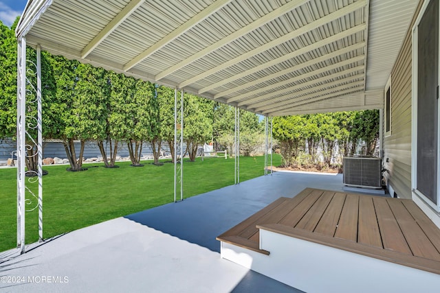 view of patio featuring central air condition unit