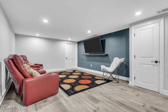 living area featuring light wood-type flooring