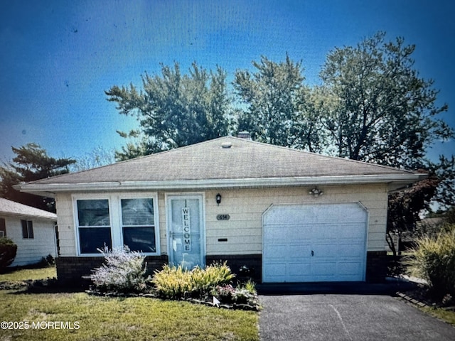 single story home featuring a garage