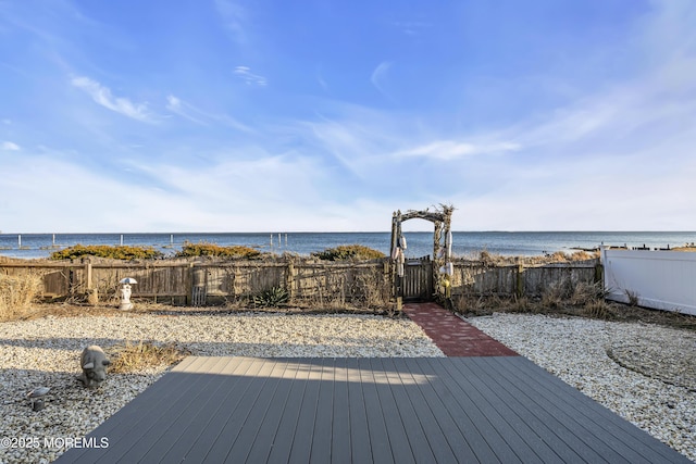 deck with a water view