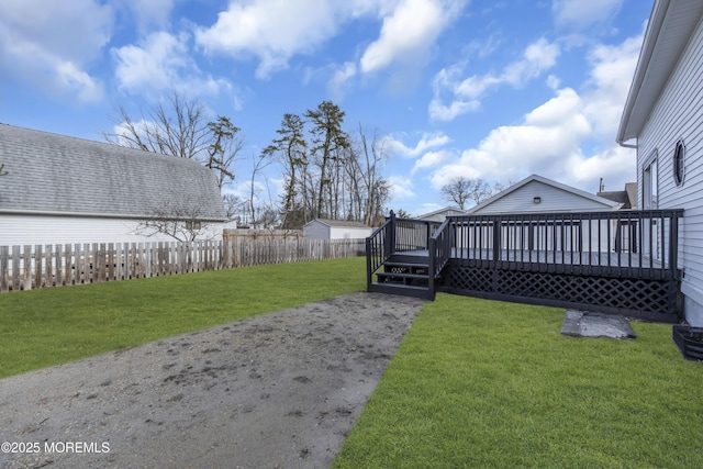 view of yard featuring a deck