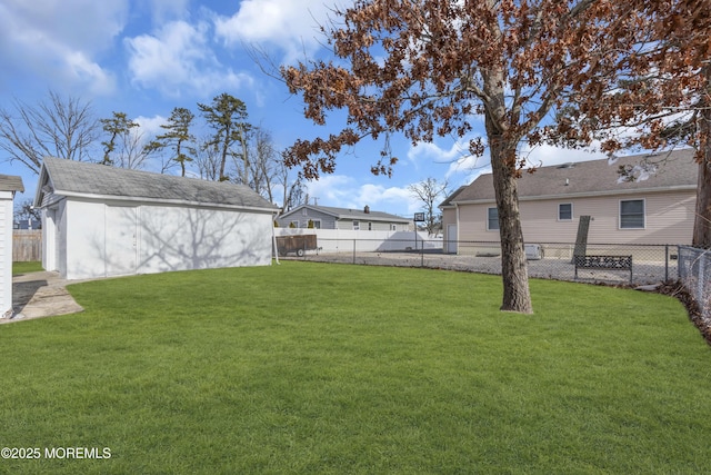 view of yard with a storage shed