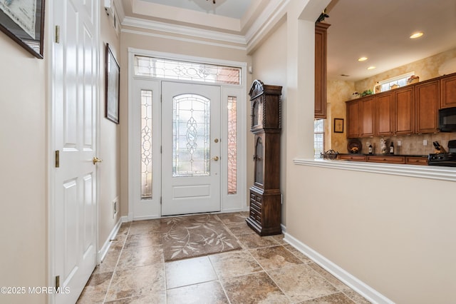 entryway with ornamental molding