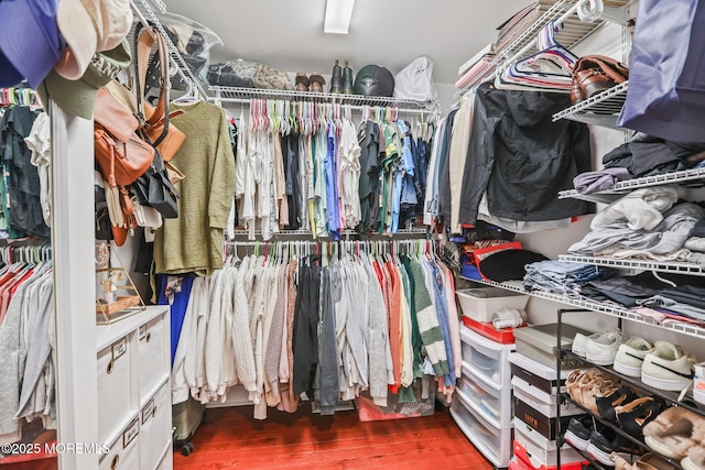 walk in closet featuring dark hardwood / wood-style floors