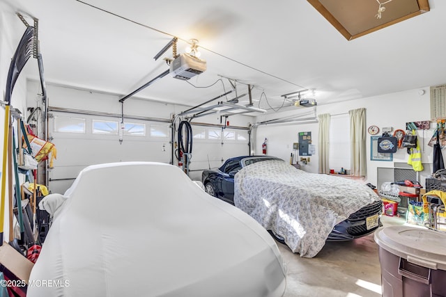 garage with a garage door opener