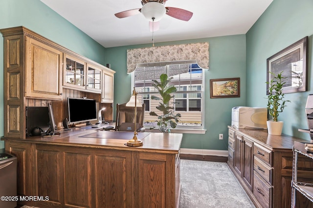 home office with ceiling fan