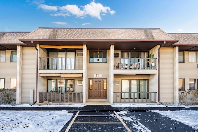 view of snow covered building