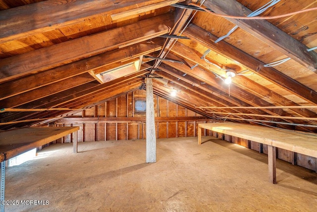 view of unfinished attic