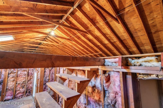 view of unfinished attic