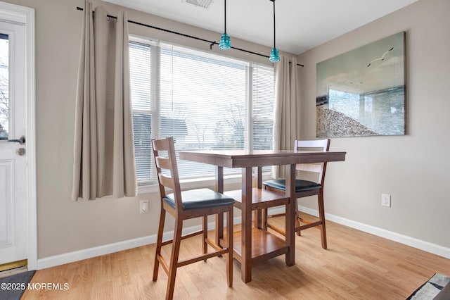 dining room with light hardwood / wood-style flooring