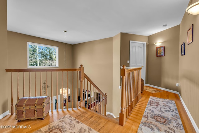 corridor with hardwood / wood-style flooring