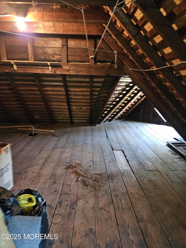 view of unfinished attic