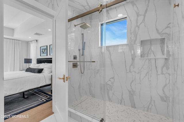 bathroom featuring walk in shower