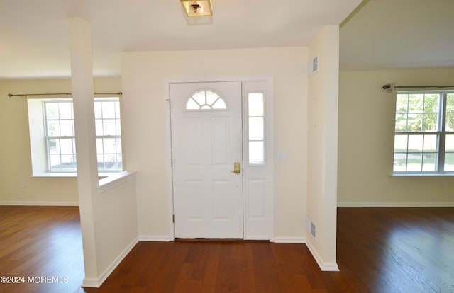 foyer entrance featuring dark hardwood / wood-style flooring