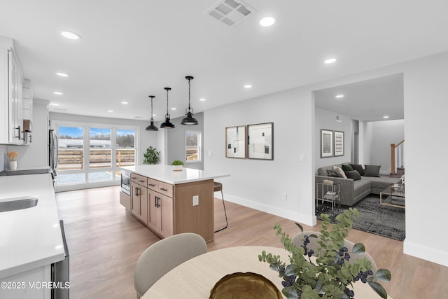 23A Stoney Hill Rd, Cream Ridge, NJ 08514 - interior space featuring recessed lighting, baseboards, visible vents, and light wood-style floors
