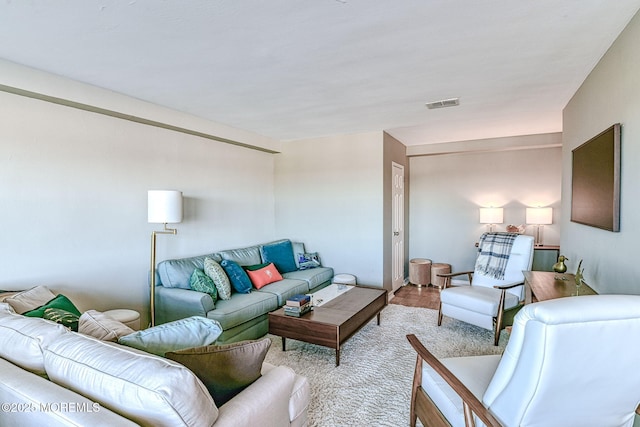 living room featuring light hardwood / wood-style floors