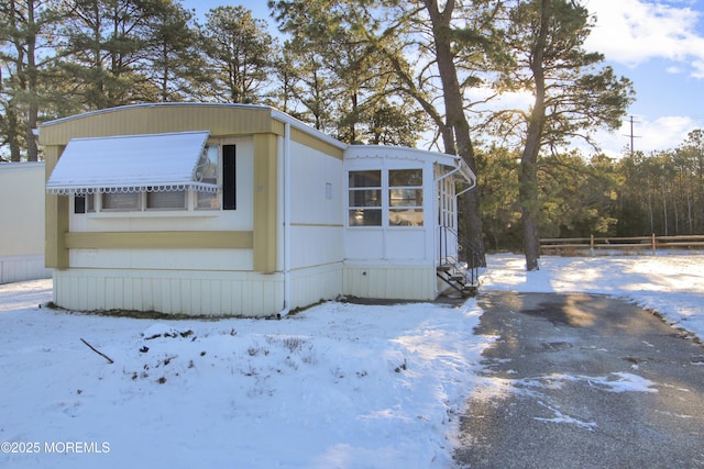 view of snow covered exterior