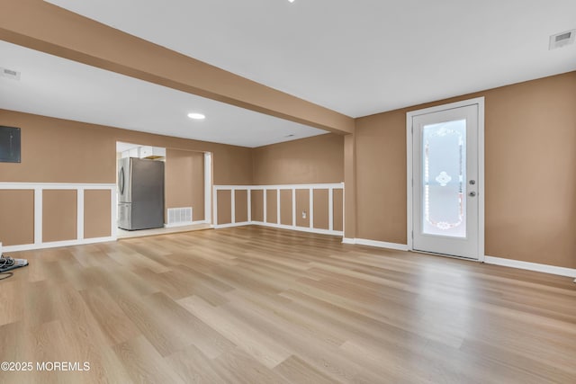 interior space with light hardwood / wood-style floors