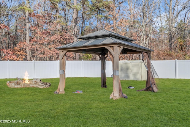 view of yard featuring a gazebo