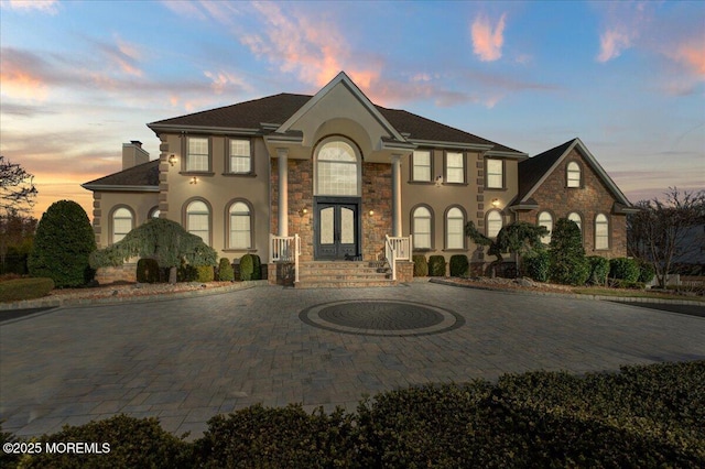 view of front facade featuring french doors