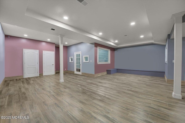 interior space with light hardwood / wood-style flooring