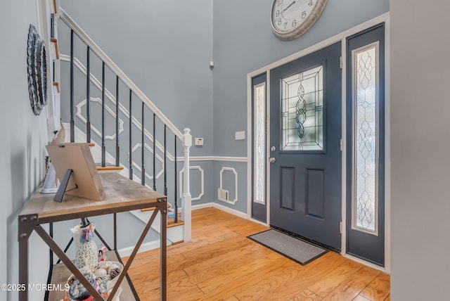 foyer entrance featuring light wood-type flooring