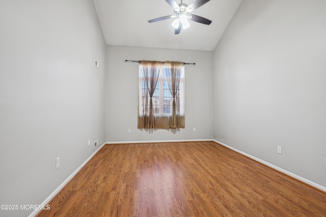 unfurnished room featuring ceiling fan and hardwood / wood-style floors