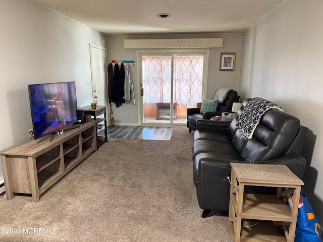 living room with carpet flooring