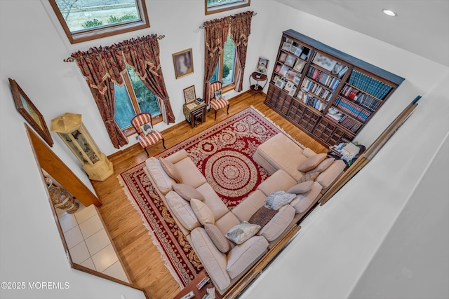 living room with hardwood / wood-style floors