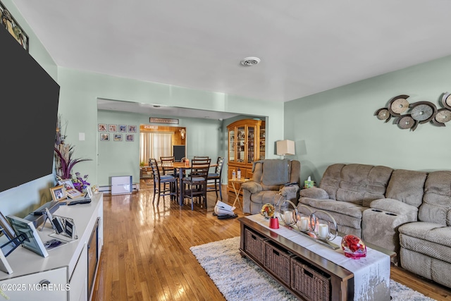 living room featuring light hardwood / wood-style flooring