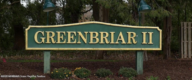 view of community sign