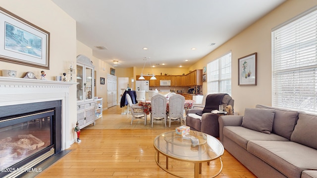 living room featuring light hardwood / wood-style floors