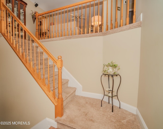 stairs with carpet floors