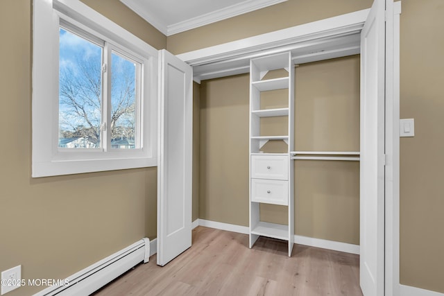 closet with baseboard heating