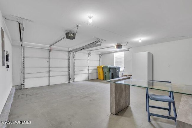 garage with a garage door opener