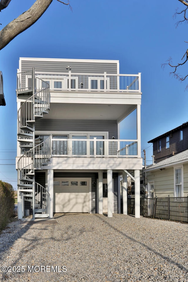 beach home with a garage