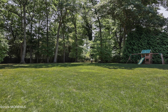 view of yard with a playground