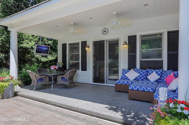 view of patio / terrace featuring outdoor lounge area and ceiling fan