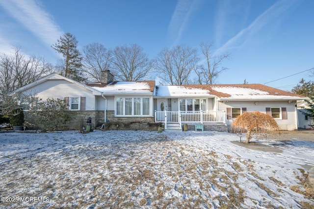 view of snow covered property