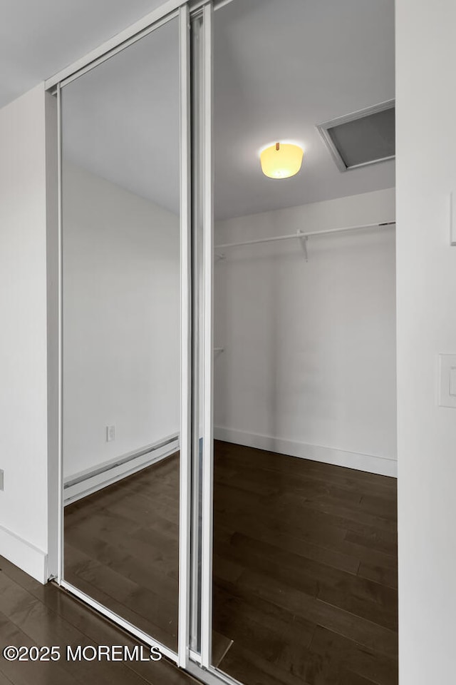 closet with baseboard heating